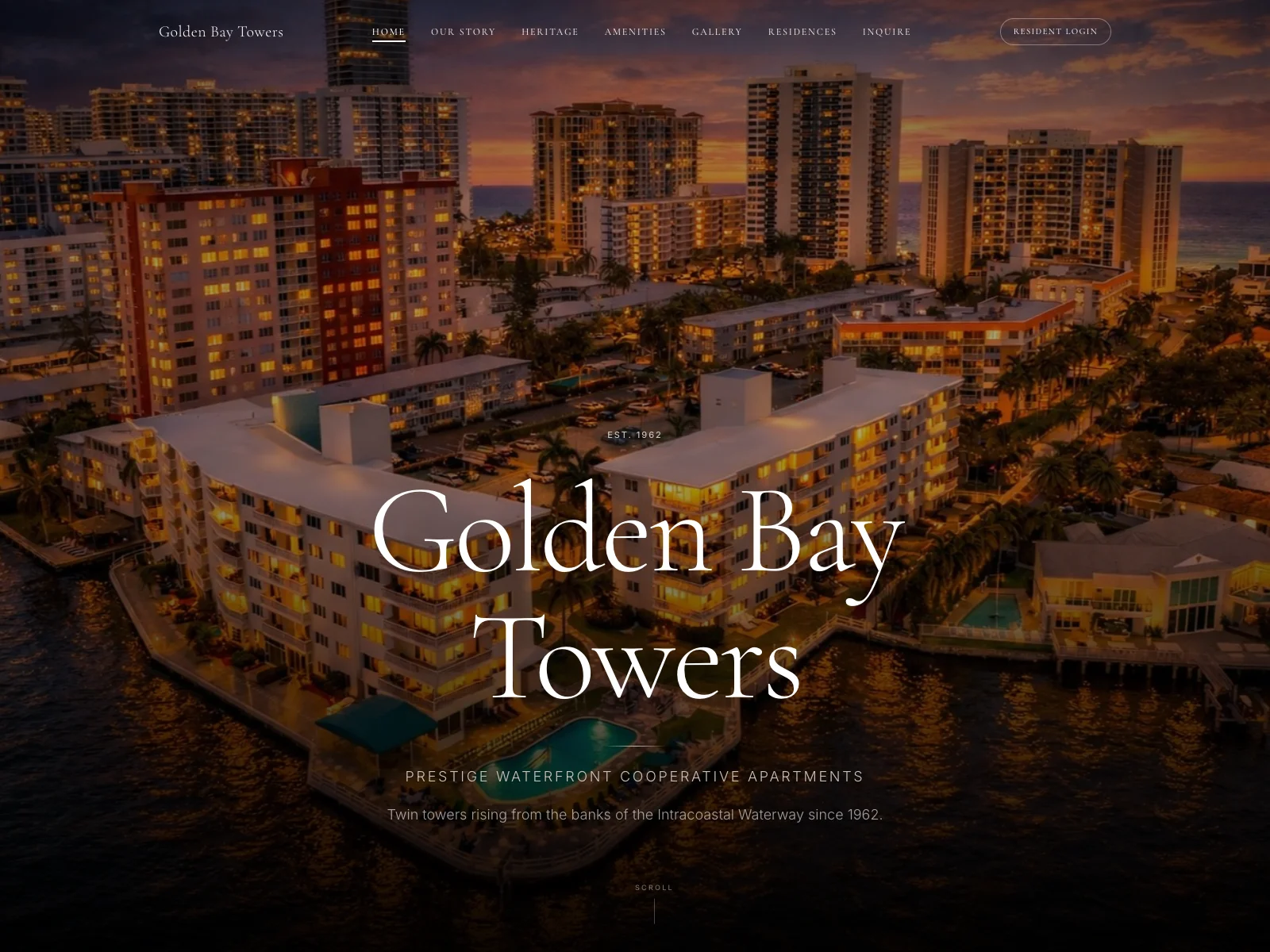 Screenshot of a property website built with Park & Palm Studio, showing the residence listings page